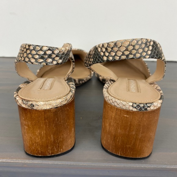 Antonio Melani Slingback Pump Women 9.5M Tan Snakeskin Leather Chunky Block Heel - Picture 4 of 10